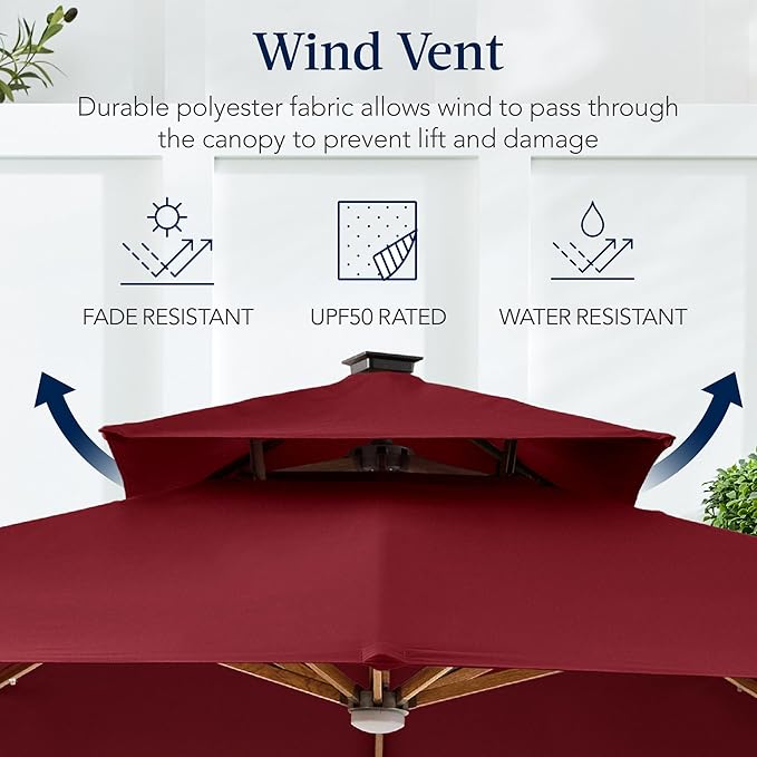 Best Choice Products 10ft Square Cantilever Patio Umbrella w/Base Included - Image 7