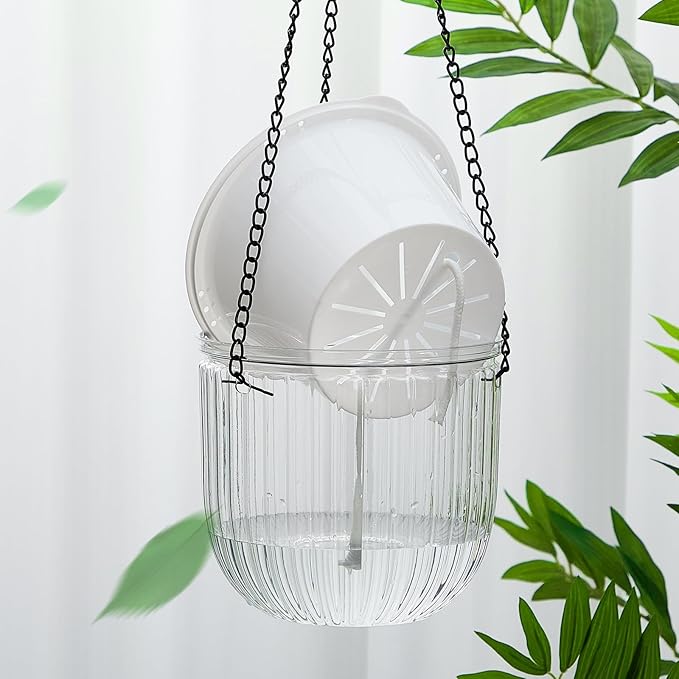 Meanplan 4 Pcs Self Watering Hanging Planter Indoor 6.5 Inch Hanging Baskets - Image 5