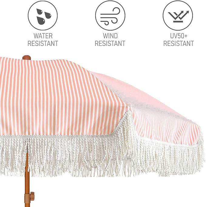 AMMSUN 7ft Patio Umbrella with Fringe Outdoor Tassel Umbrella UPF50+ Premium - Image 3