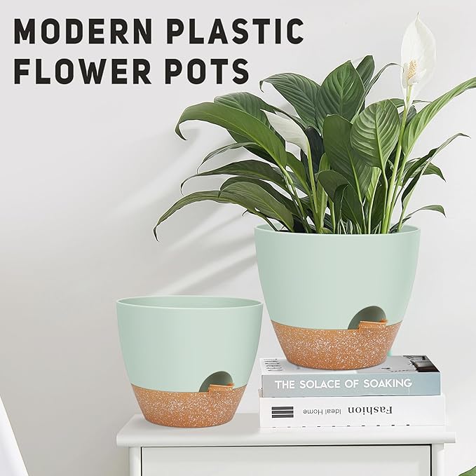 12" 10" 9" Large Self Watering Plant Pots, 3 Pack Flower Pots Planters - Image 3