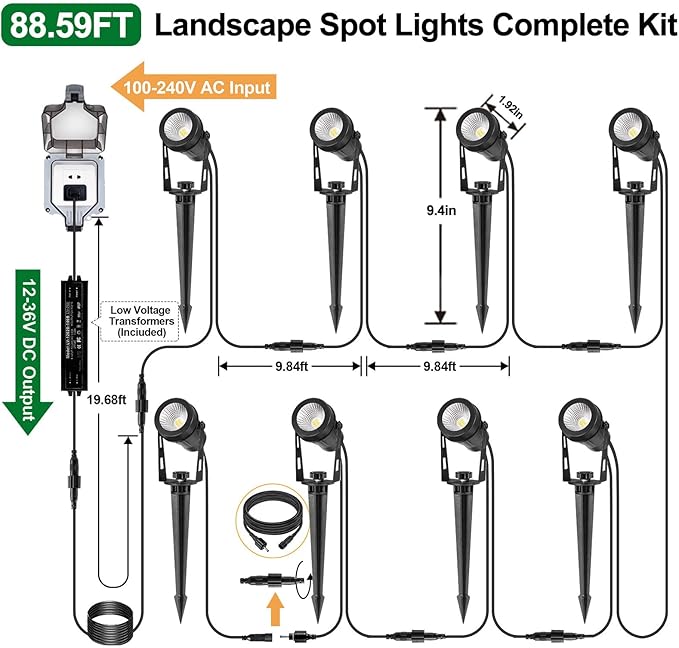 Low Voltage Landscape Lighting, 8 Pack Outdoor Spot Lights - Image 5