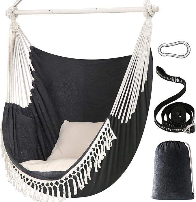 Chihee Hammock Chair 4.9ft x 3.9ft Max 500 Lbs Widen Hanging Swing 2 Cushions by Chihee