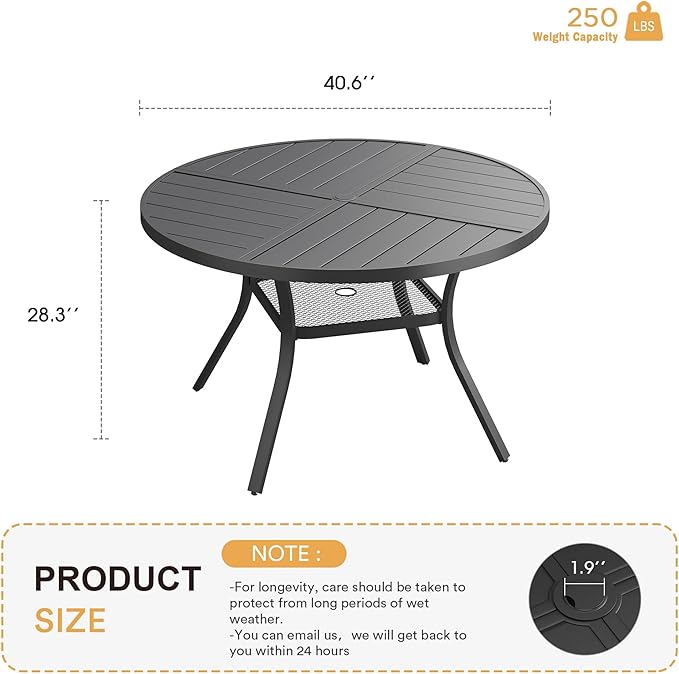 VICLLAX Round Patio Table with Adjustable Umbrella Hole - Image 3