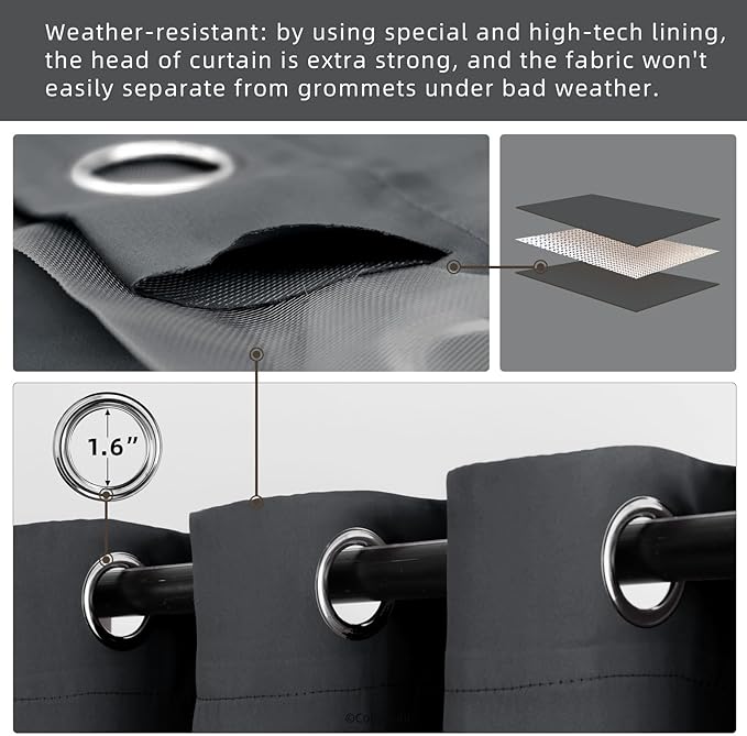DIVA EN CAMINO DEC Outdoor Patio Curtain Waterproof Darkening Thermal Insulated - Image 3