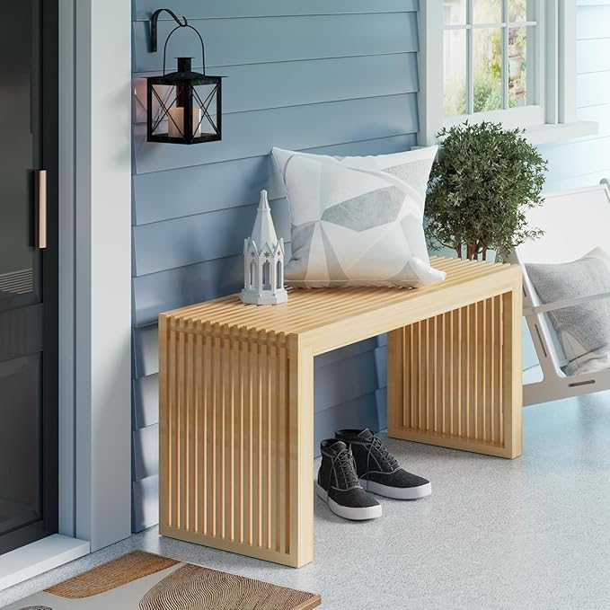 Bamboo Dining Bench, 35 inch Farmhouse Decor Indoor Kitchen Table Bench by HEALTHYYOU