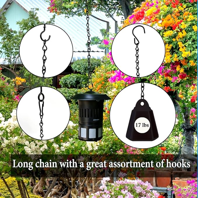 YINGFENG 236 Inch Black Metal Hanging Chains and Hanging Basket Hooks Set - Image 3