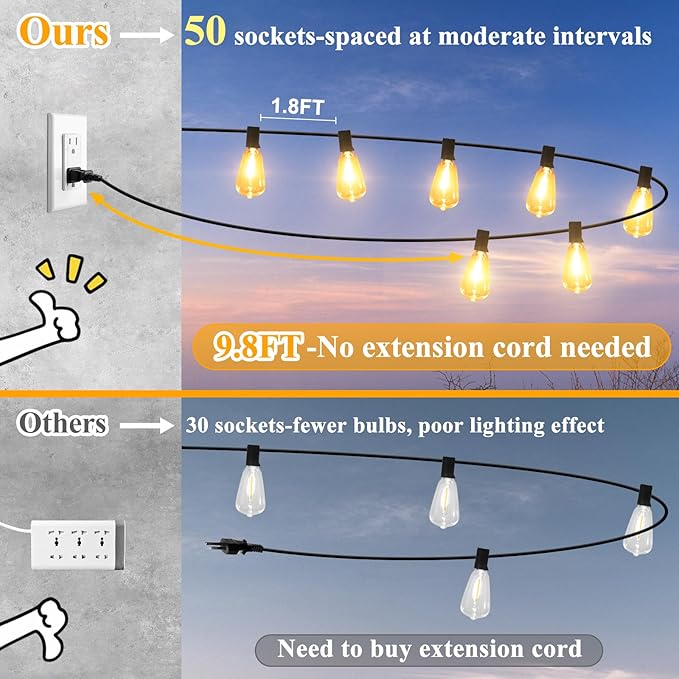 Brightever LED Outdoor String Lights 100FT Patio Lights - Image 3