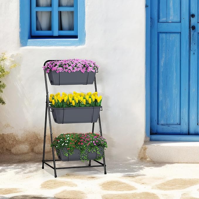 Vertical Garden Planter 3 Tier Raised Garden Bed Herb Planter Outdoor Standing - Image 7