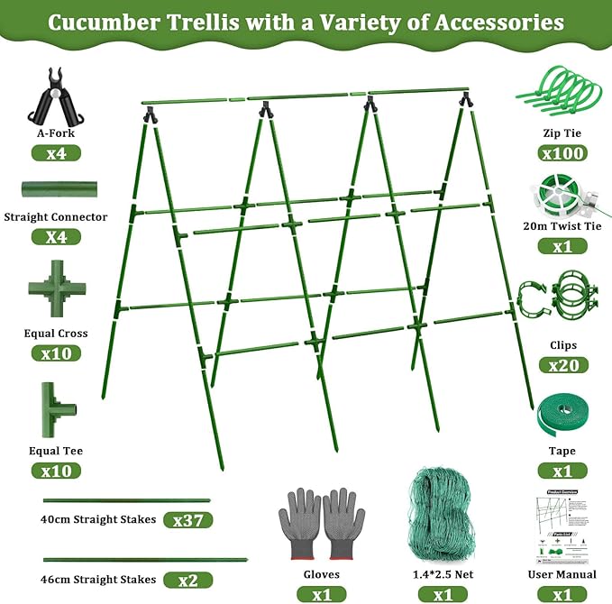 Cucumber Trellis for Raised Bed, 50x 54 inch A-Frame Garden Trellis for - Image 2