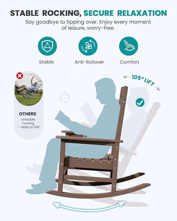 SERWALL HDPE Outdoor Rocking Chair - Image 6