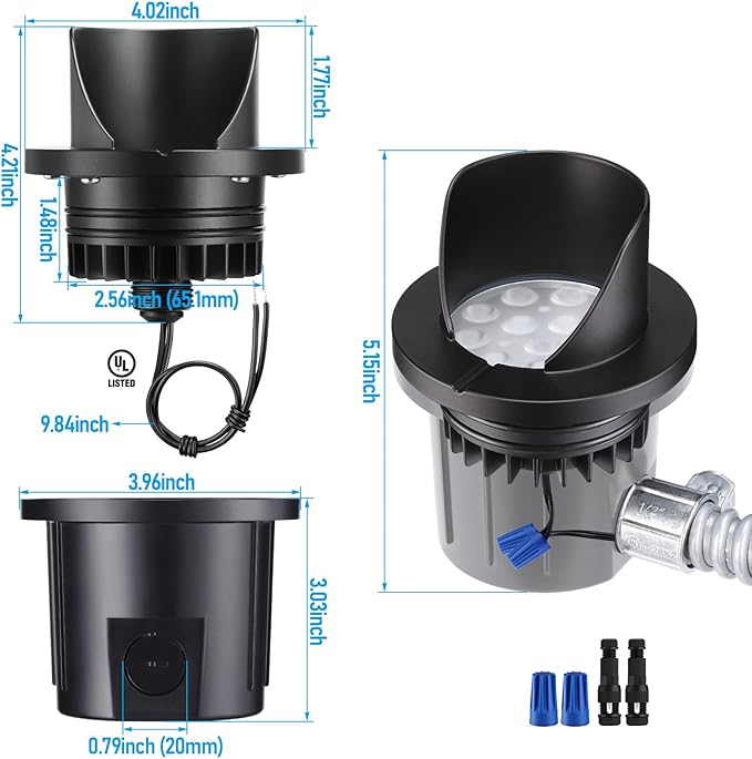 LEONLITE Dia. 4 Inch 5CCT Well Lights Landscape LED In Ground, Shielded Top - Image 7