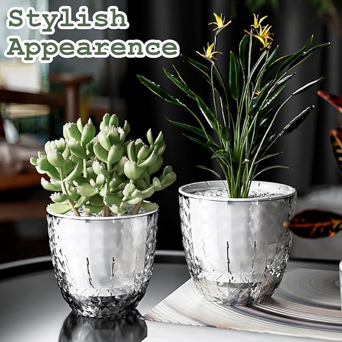 2 Pack 6 inch Self Watering Pots Planters - Image 9