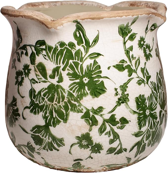 Tuscan Ceramic Plant Pots, 6.11 Inch Vintage Planters by XiaanJiaju