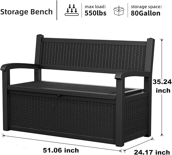 DRATO 75 Gallon Storage Bench Deck Box Outdoor Indoor, Lockable Durable - Image 2