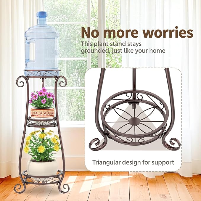 LASZOLA 3 Tier Bronze Metal Plant Stand - Image 3