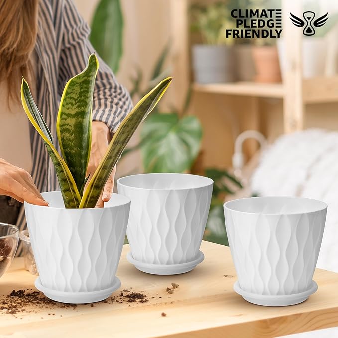 6 inch Plant Pots, 5 Pack Flower Pots Outdoor Indoor, Planters - Image 6