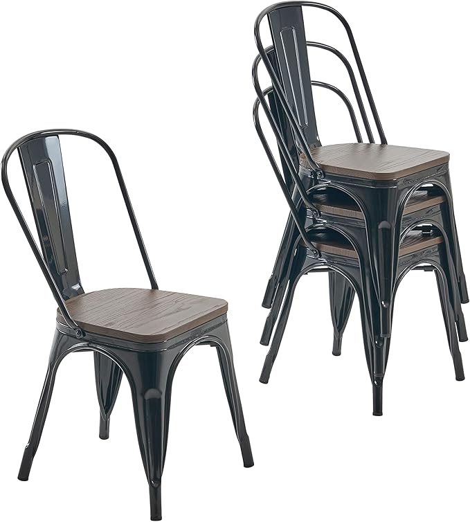 Nazhura Metal Dining Chair Farmhouse Tolix Style by NazhuraGoodCompanionAtHome