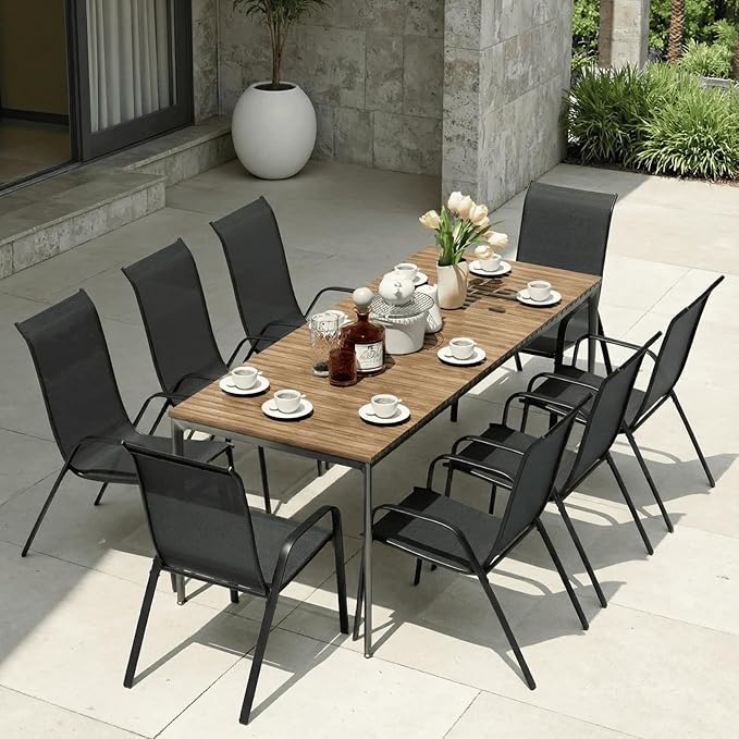 MAMIZO Patio Dining Chairs, Stackable All Weather Teslin Chair, Heavy Duty - Image 9