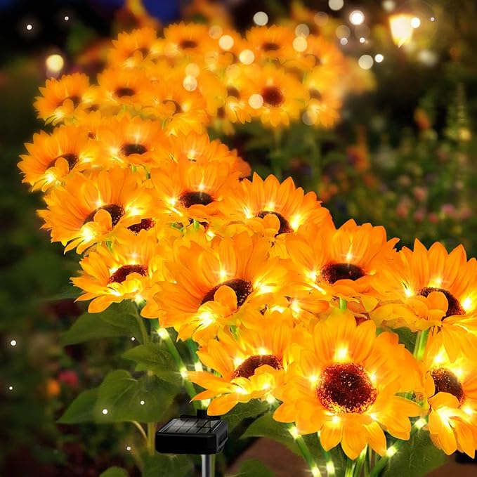 6 Pack Solar Sunflower Garden Lights 36 Vibrant Sunflowers LED Outdoor - Image 4