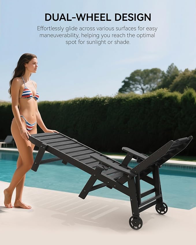 Carauci Lounge Chair Outdoor Set of 4, HDPE Chaise Lounge - Image 6