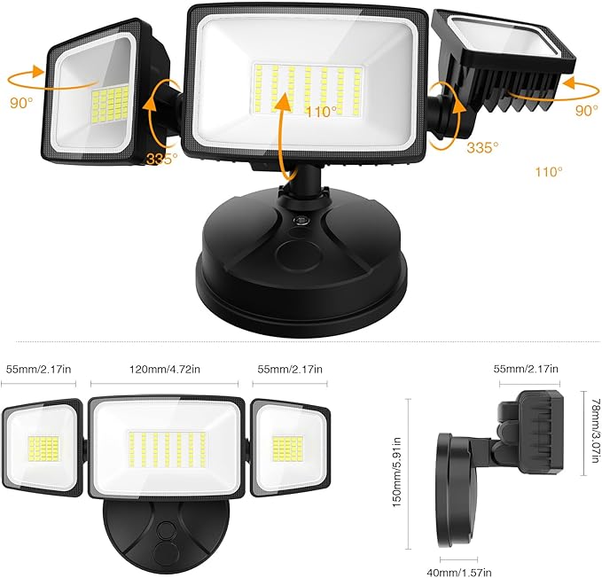 Onforu 75W Flood Lights Outdoor, 7000LM Brightness Security Lights Switch - Image 9