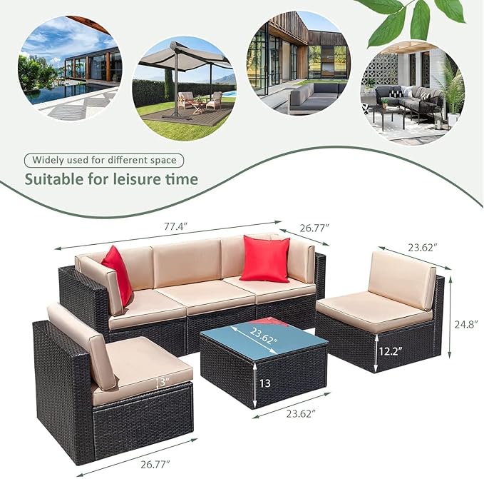 Devoko Patio Furniture Sets 6 Pieces Outdoor Sectional Rattan Sofa Manual - Image 2