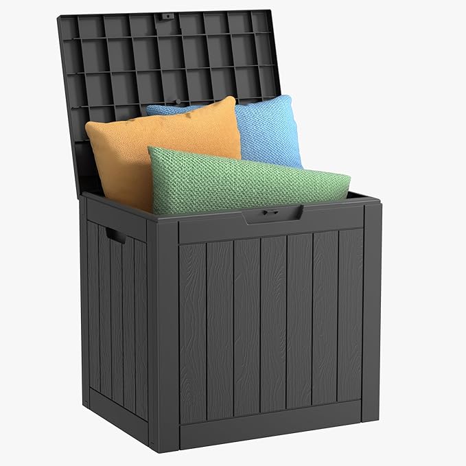 EasyUp 35 Gallon Resin Deck Box Waterproof, UV Resistant Outdoor Storage Box by EASYUP