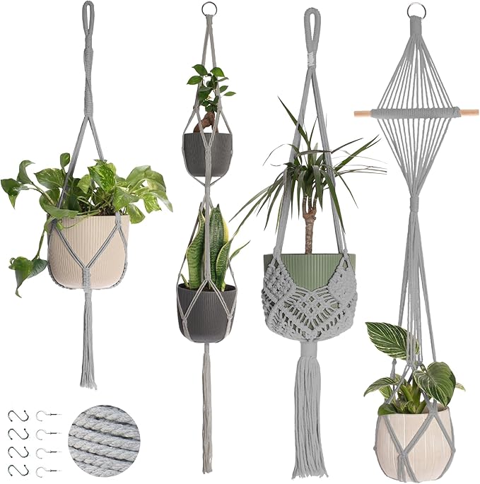 Nook Theory 4-Pack Macrame Plant Hangers by NookTheory