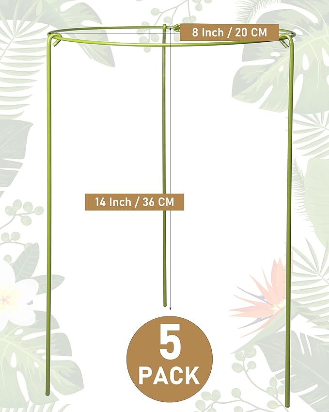 5-Pack Heavy Duty Plant Support Stakes, Metal Plant Ring Cages - Image 4