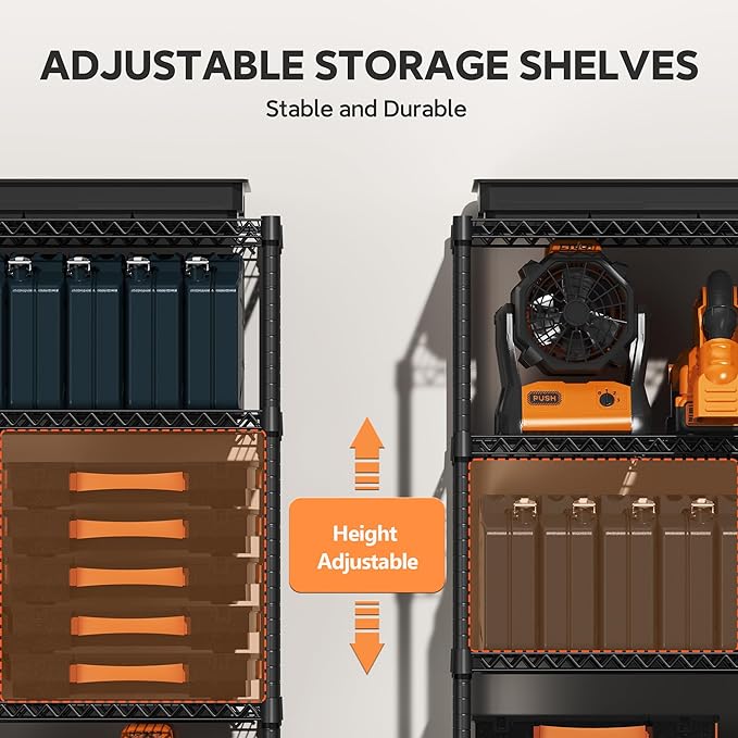 4 Tiers Storage Shelves Load 1400LBS, Metal Shelving Wire Metal Shelving Unit - Image 4