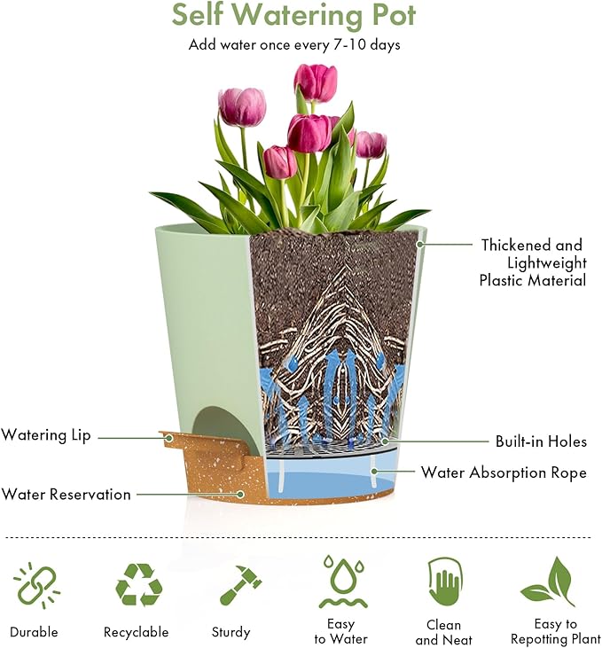 7/6.5/6/5.5/5/4 inch Self Watering Pots - Image 5