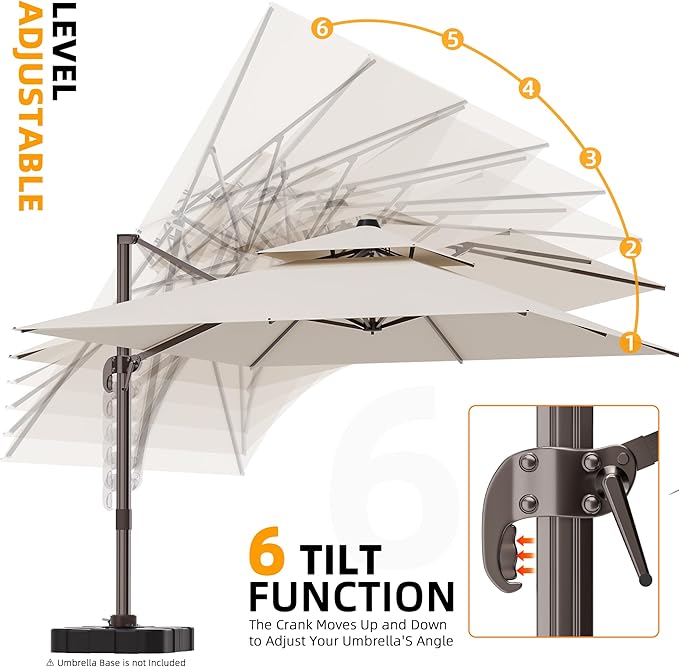 9' X 12' Cantilever Outdoor Patio Umbrellas Double Top Large Rectangle Umbrella - Image 6