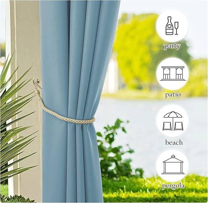 NICETOWN Canvas Outdoor Waterproof Patio Curtains 2 Pieces, Rustproof Grommets - Image 7