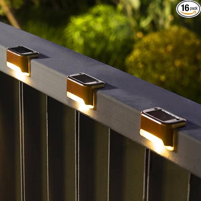 SOLPEX Solar Deck Lights Outdoor 16 Pack, Solar Step Lights Waterproof Led by Solpex