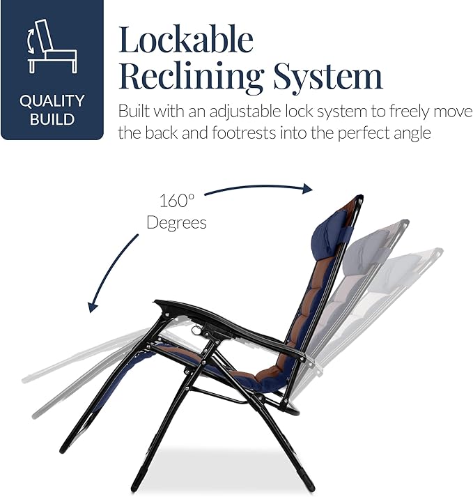 Best Choice Products Oversized Padded Zero Gravity Chair, Folding Outdoor Patio - Image 8