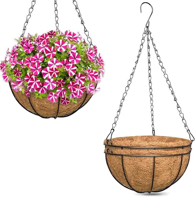 ZeeDix 3 Pack 10 Inch Metal Round Hanging Planter Basket by ZeeDix