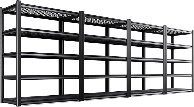 Set of 4 71"H Garage Shelving-3000LBS 5 Tier Storage Shelves, Adjustable Heavy by Unknown