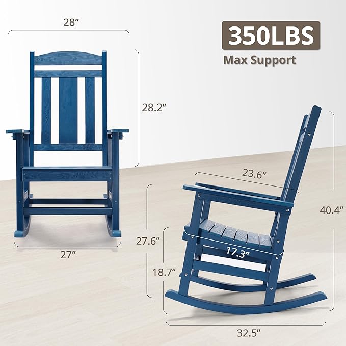 LUE BONA Outdoor Rocking Chairs Set, HDPS Poly Porch Rockers - Image 3