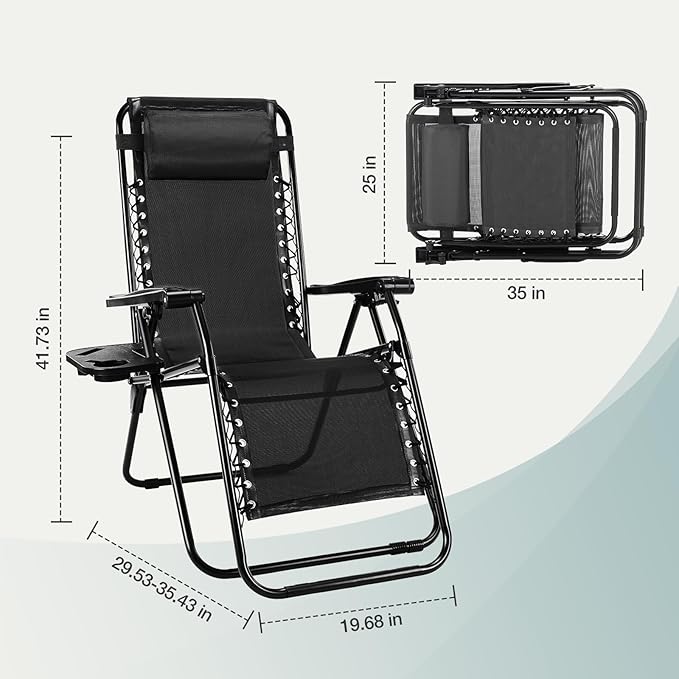 NEWBULIG Zero Gravity Chair Set of 4, Lounge Chair Folding Portable Adjustable - Image 2