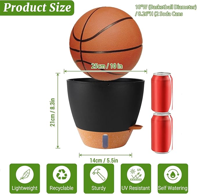 2 Pack 10 inch Plant Pots, Plastic Self Watering Planters - Image 6