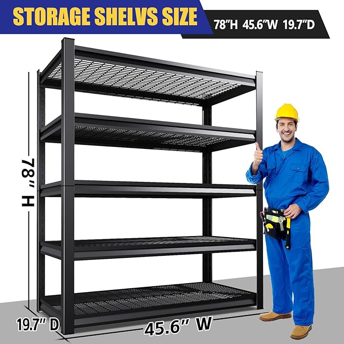 Garage Shelving-3000 lbs 5 Tier Storage Shelves, Adjustable Heavy Duty Metal - Image 3