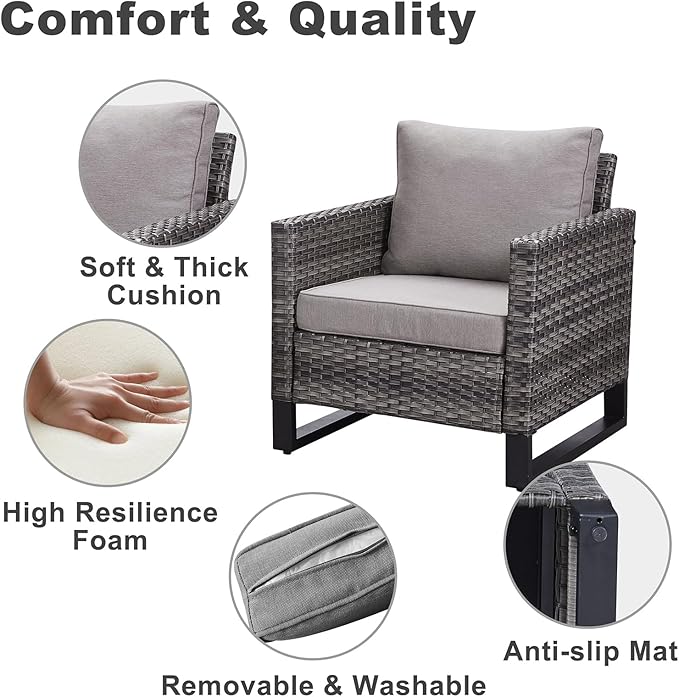 Belord 7 Piece Outdoor Furniture Patio Wicker Sofa Set, Oversize Outdoor Dining - Image 7