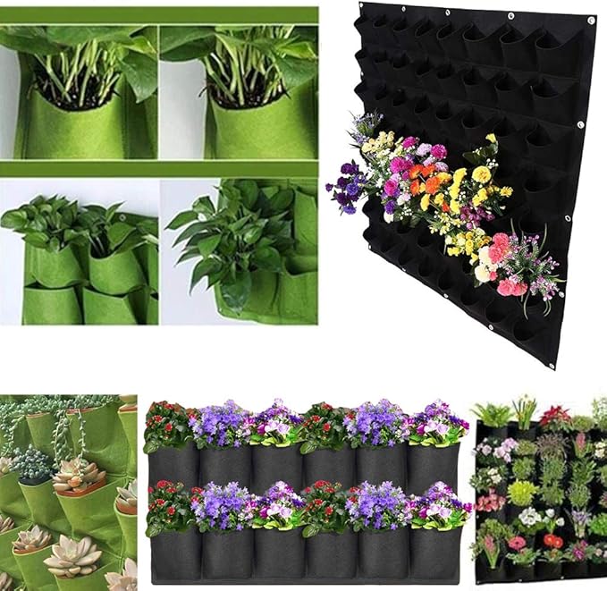 Hanging Planting Grow Bags, 64 Pockets Hanging Vertical Wall Planter Wall - Image 5