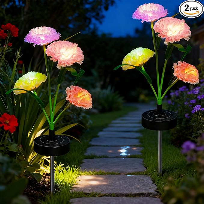 Upgraded Solar Garden Lights, 2 Pack Outdoor Solar Lights, New Round Panel by Unknown
