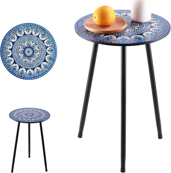 Metal Outdoor Side Tables Set of Two Small Outside Round End Table - Image 9