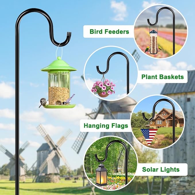 60" Shephards Hook for Outdoor, Heavy Duty Bird Feeder Pole - Image 5