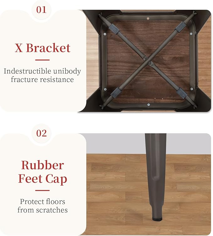 FDW Metal Bar Stools Set of 4 Counter Height Bar Stools 24 Inches Industrial - Image 7