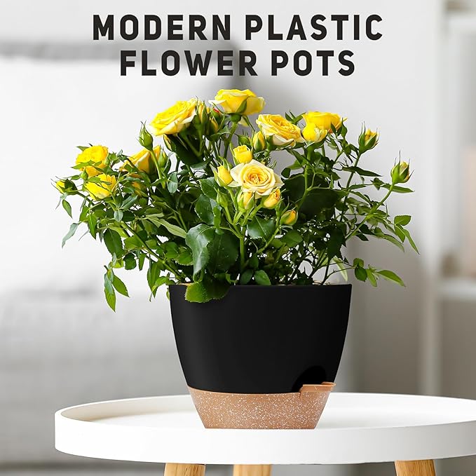 12" 10" 9" Large Self Watering Plant Pots, 3 Pack Flower Pots Planters - Image 7