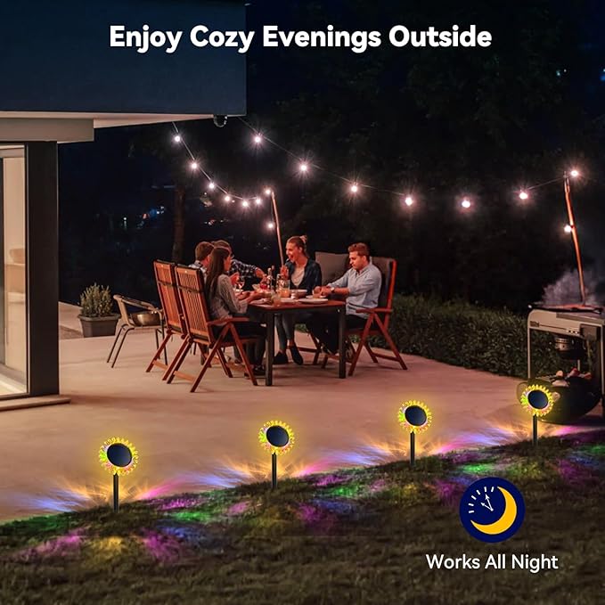Outdoor Solar Lights, 6 Pack Led Solar Sunflower Lights, Stake/Wall 2-in-1 - Image 7