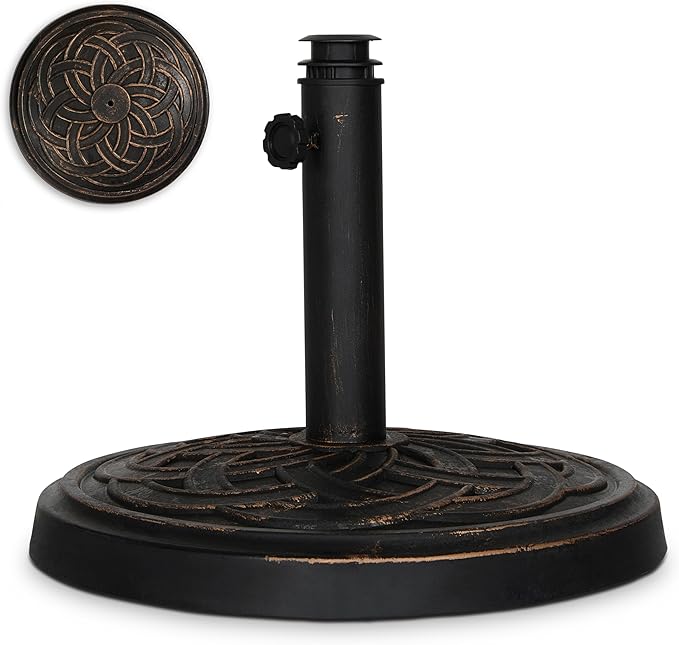 Backyard Expressions 26.5 lb Round Heavy Duty Patio Umbrella Base – Weather by BackyardExpressions
